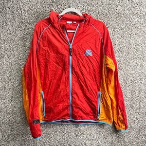 Aldi Gear Red and Orange Zip Up Hooded Windbreaker Jacket in Size XL